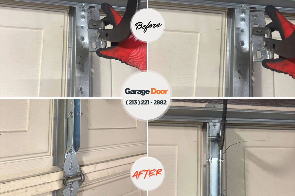 Before and after: garage door repair Bryan, TX